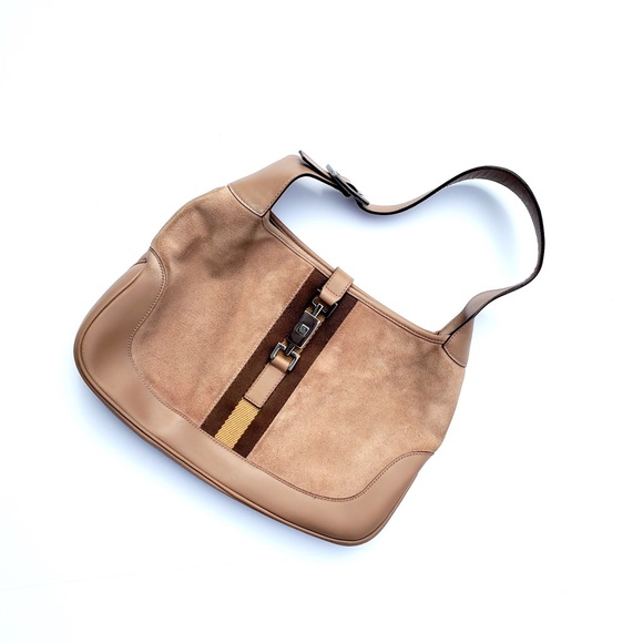 Gucci Handbags - Gucci Jackie Leather Suede Tan Hobo Shoulder Bag